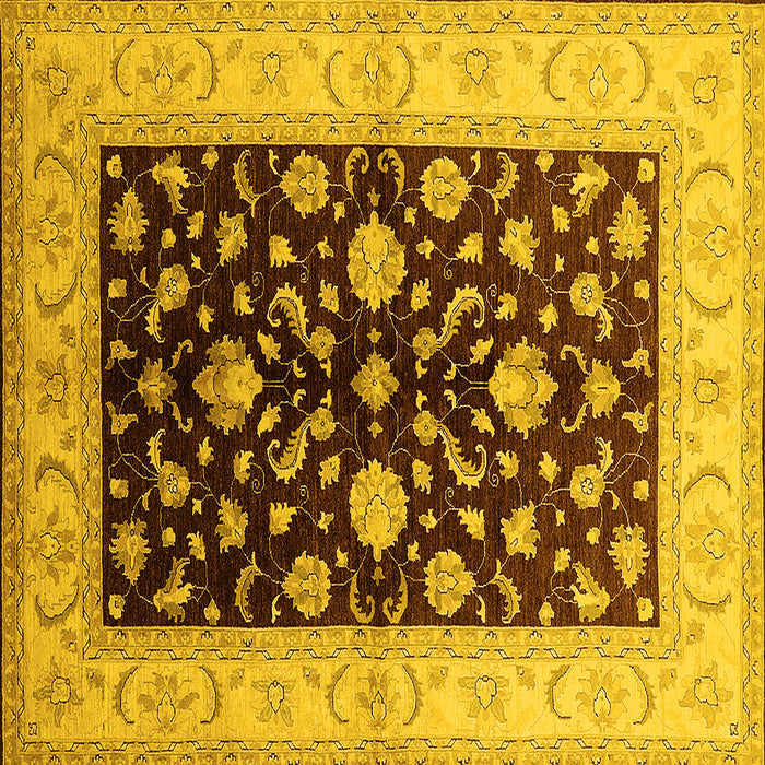 Square Machine Washable Oriental Yellow Traditional Rug, wshurb621yw