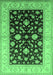 Machine Washable Oriental Emerald Green Traditional Area Rugs, wshurb621emgrn