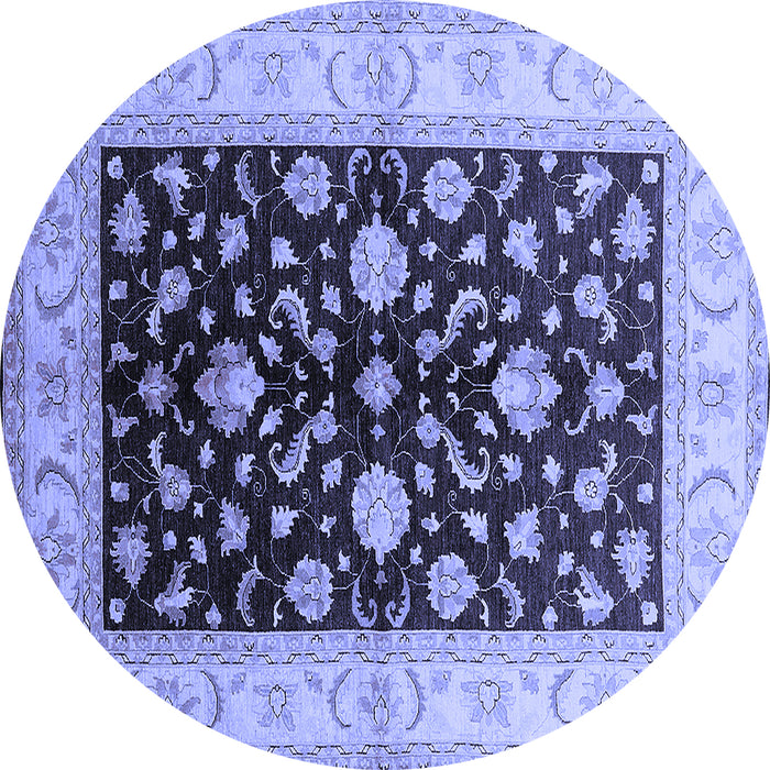 Round Oriental Blue Traditional Rug, urb621blu