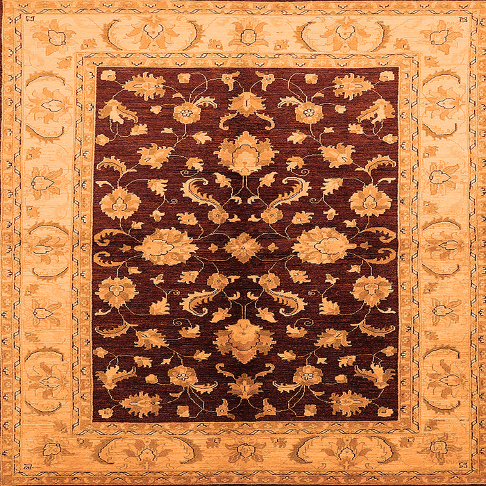 Square Oriental Orange Traditional Rug, urb621org