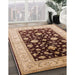 Mid-Century Modern Dark Sienna Brown Oriental Rug in Family Room, urb621