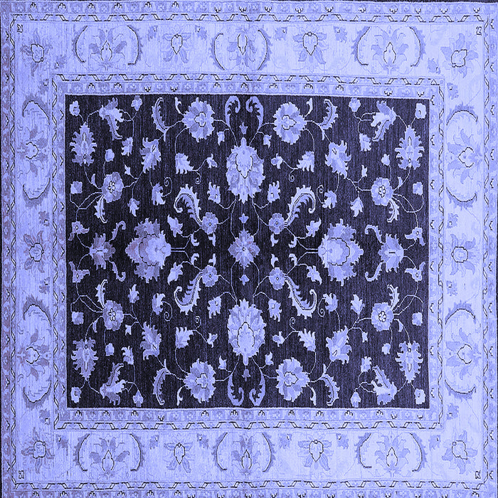 Square Machine Washable Oriental Blue Traditional Rug, wshurb621blu