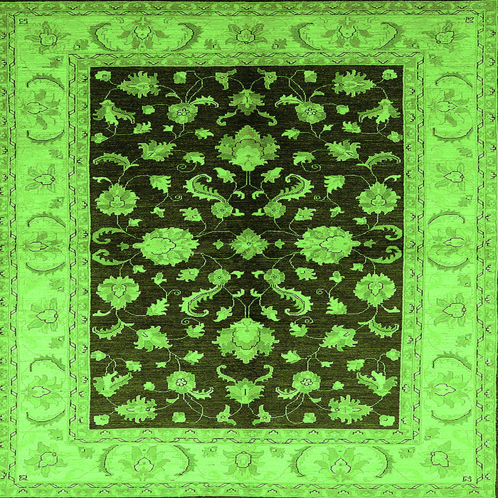 Square Machine Washable Oriental Green Traditional Area Rugs, wshurb621grn