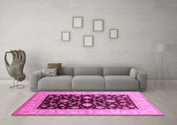 Machine Washable Oriental Pink Traditional Rug, wshurb621pnk