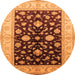 Round Oriental Orange Traditional Rug, urb621org