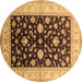 Round Machine Washable Oriental Brown Traditional Rug, wshurb621brn