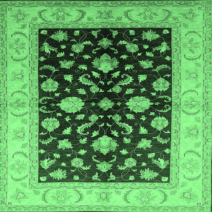 Square Machine Washable Oriental Emerald Green Traditional Area Rugs, wshurb621emgrn