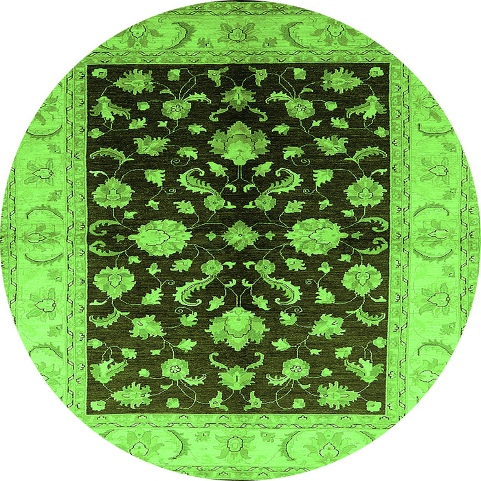 Round Oriental Green Traditional Rug, urb621grn
