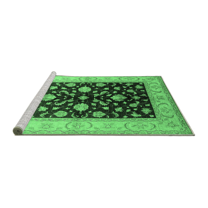 Sideview of Machine Washable Oriental Emerald Green Traditional Area Rugs, wshurb621emgrn