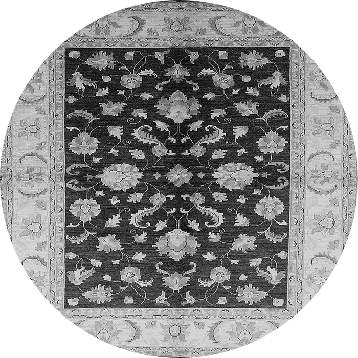 Round Machine Washable Oriental Gray Traditional Rug, wshurb621gry