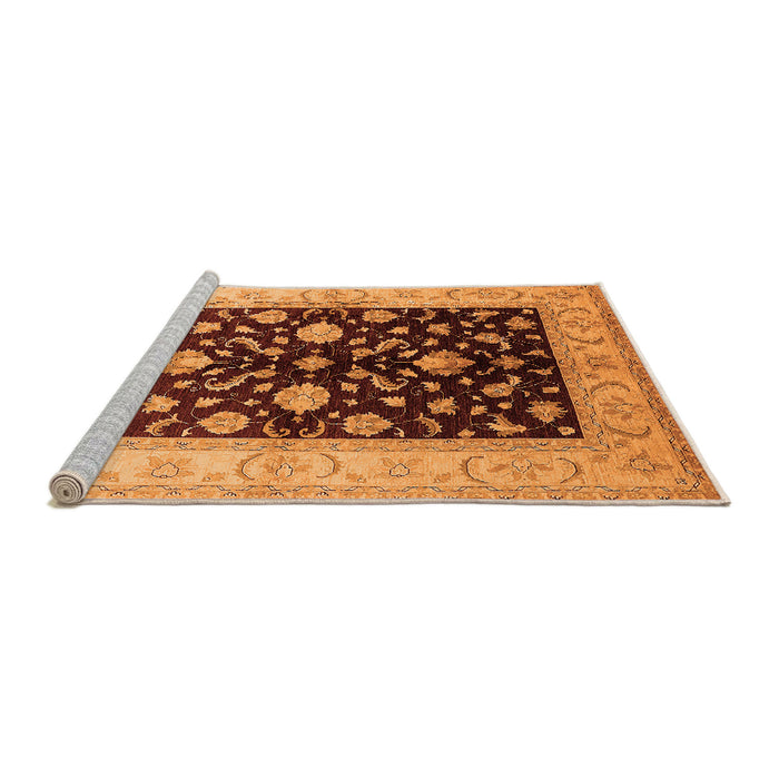 Sideview of Machine Washable Oriental Orange Traditional Area Rugs, wshurb621org