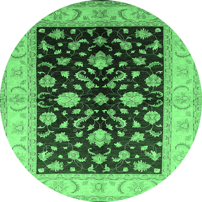 Round Oriental Emerald Green Traditional Rug, urb621emgrn