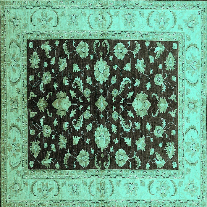 Square Oriental Turquoise Traditional Rug, urb621turq