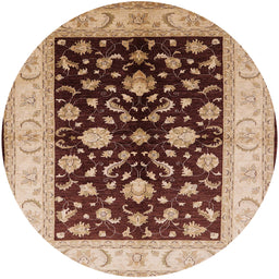 Round Machine Washable Industrial Modern Dark Sienna Brown Rug, wshurb621