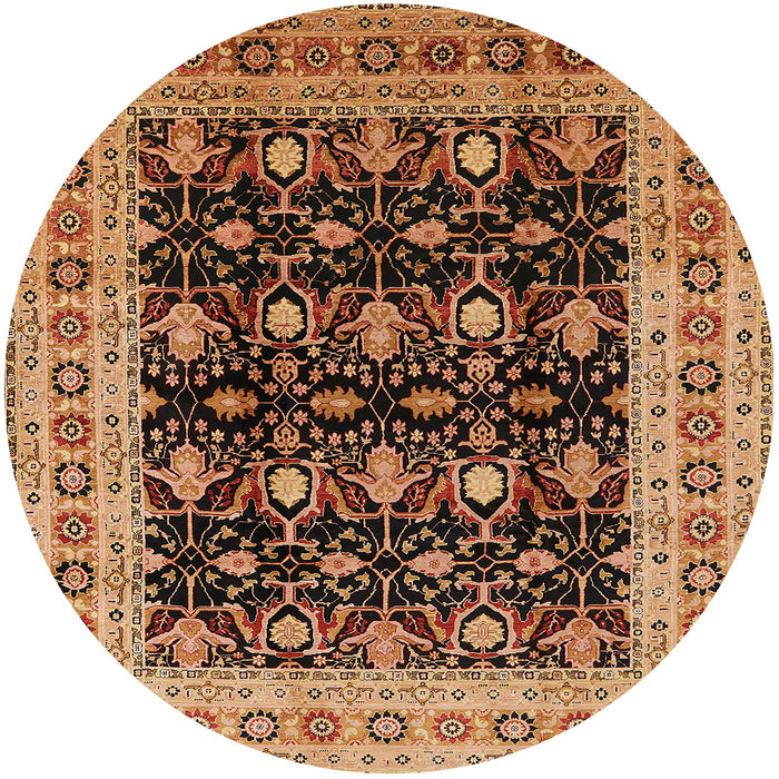 Round Machine Washable Industrial Modern Orange Rug, wshurb622