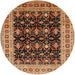 Round Machine Washable Industrial Modern Orange Rug, wshurb622