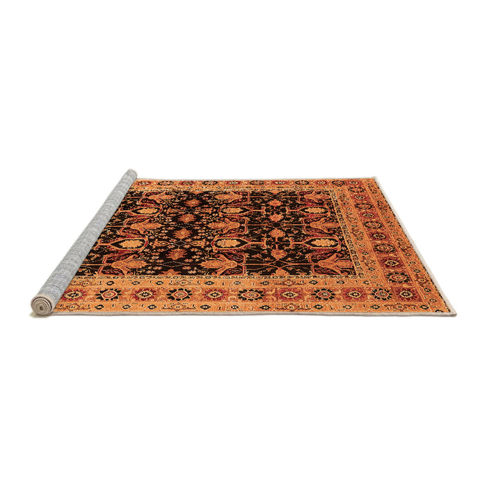 Sideview of Machine Washable Oriental Orange Traditional Area Rugs, wshurb622org