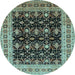 Round Oriental Light Blue Traditional Rug, urb622lblu