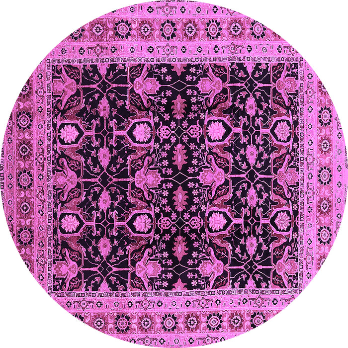 Round Oriental Purple Traditional Rug, urb622pur
