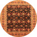 Round Machine Washable Oriental Orange Traditional Area Rugs, wshurb622org