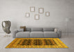 Machine Washable Oriental Yellow Traditional Rug in a Living Room, wshurb622yw