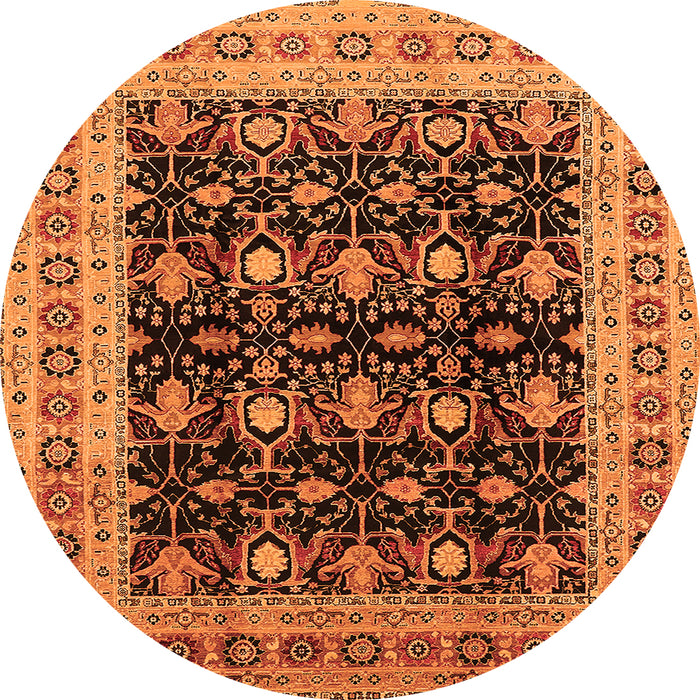 Round Oriental Orange Traditional Rug, urb622org