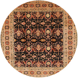 Round Mid-Century Modern Orange Oriental Rug, urb622