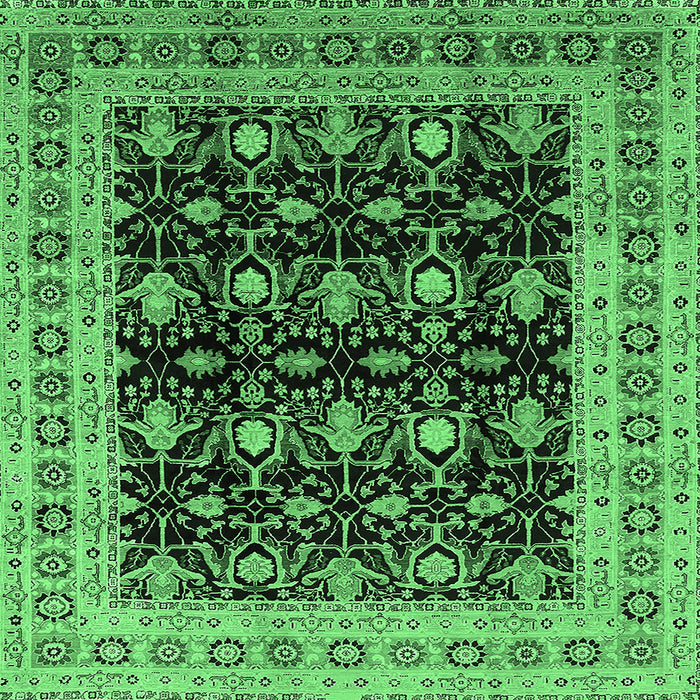 Square Machine Washable Oriental Emerald Green Traditional Area Rugs, wshurb622emgrn