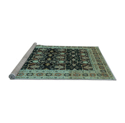 Sideview of Machine Washable Oriental Light Blue Traditional Rug, wshurb622lblu