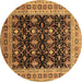 Round Oriental Brown Traditional Rug, urb622brn