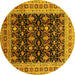 Round Oriental Yellow Traditional Rug, urb622yw