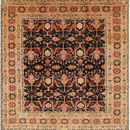 Square Mid-Century Modern Orange Oriental Rug, urb622
