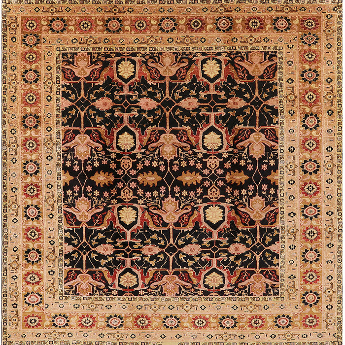 Square Mid-Century Modern Orange Oriental Rug, urb622