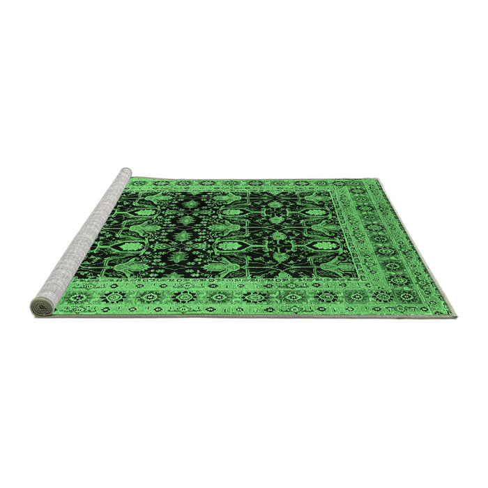 Sideview of Machine Washable Oriental Emerald Green Traditional Area Rugs, wshurb622emgrn
