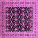 Square Machine Washable Oriental Purple Traditional Area Rugs, wshurb622pur