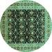 Round Oriental Turquoise Traditional Rug, urb622turq