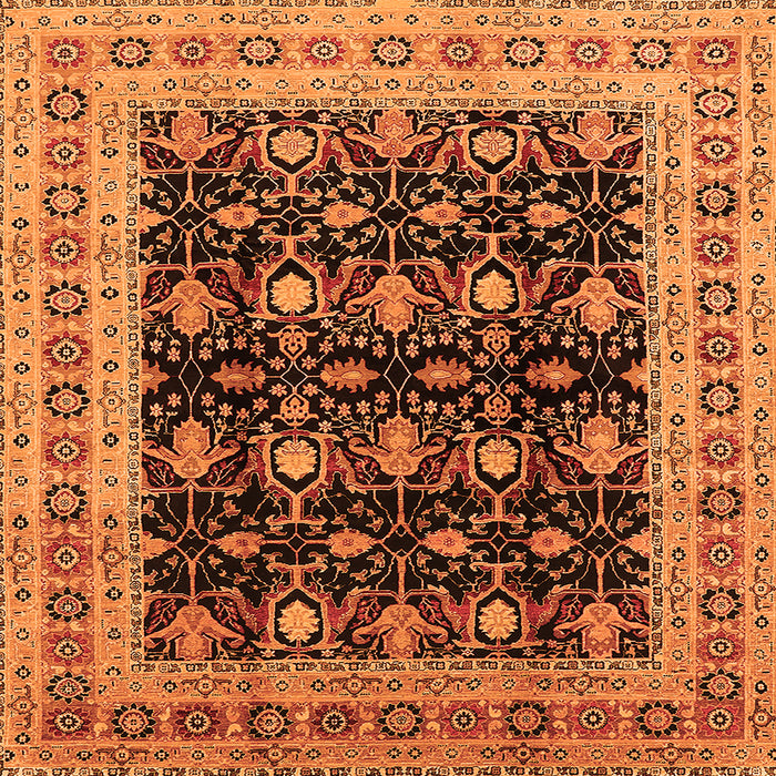 Square Oriental Orange Traditional Rug, urb622org