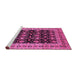 Sideview of Machine Washable Oriental Pink Traditional Rug, wshurb622pnk