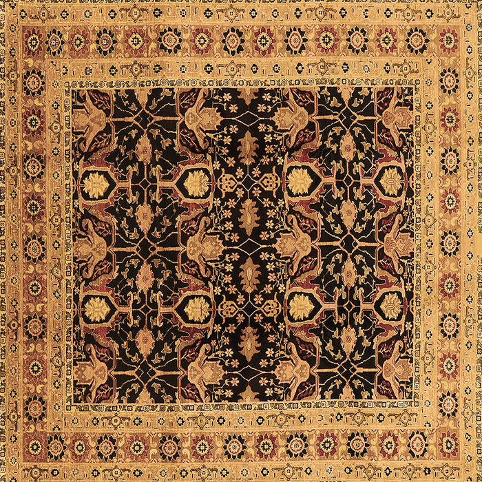 Square Machine Washable Oriental Brown Traditional Rug, wshurb622brn