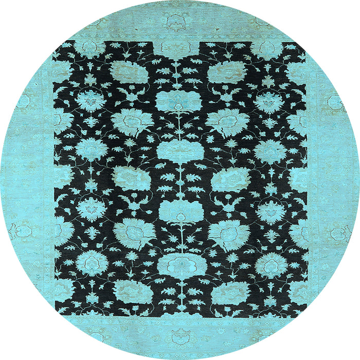 Round Oriental Light Blue Traditional Rug, urb623lblu
