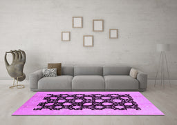 Machine Washable Oriental Purple Traditional Area Rugs in a Living Room, wshurb623pur