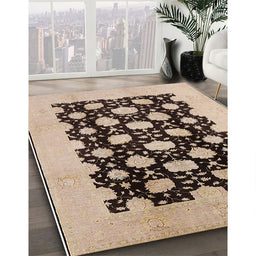 Mid-Century Modern Brown Oriental Rug in Family Room, urb623