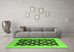 Machine Washable Oriental Green Traditional Area Rugs in a Living Room,, wshurb623grn