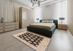 Mid-Century Modern Brown Oriental Rug in a Bedroom, urb623