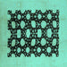 Square Oriental Turquoise Traditional Rug, urb623turq