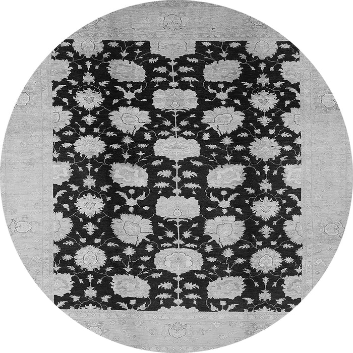 Round Oriental Gray Traditional Rug, urb623gry