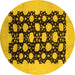Round Oriental Yellow Traditional Rug, urb623yw