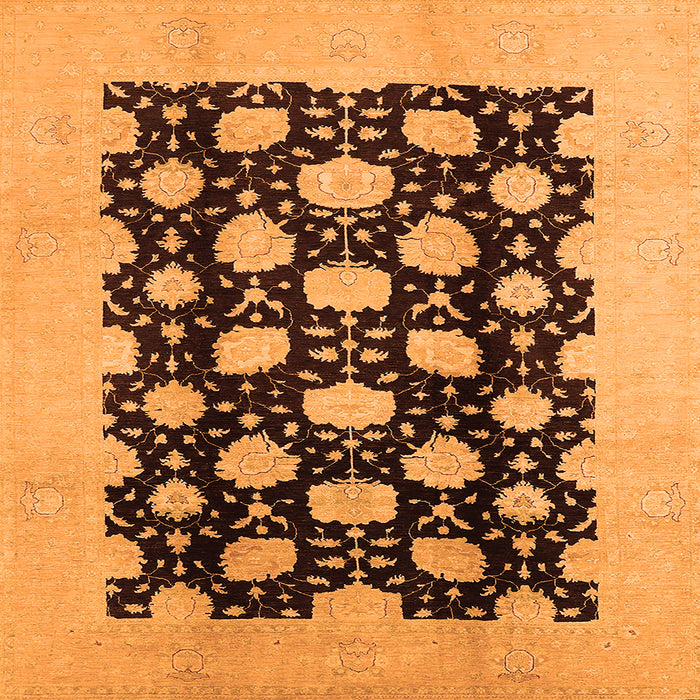 Square Machine Washable Oriental Orange Traditional Area Rugs, wshurb623org