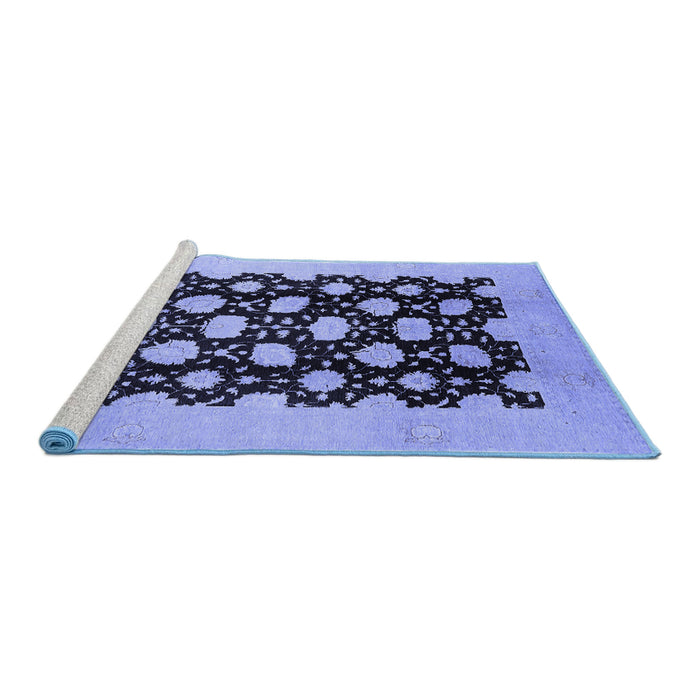 Sideview of Machine Washable Oriental Blue Traditional Rug, wshurb623blu