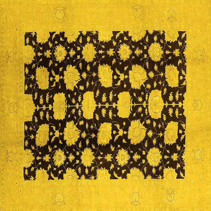 Square Oriental Yellow Traditional Rug, urb623yw